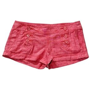 Express Red Linen Cotton Blend Sailor Button Shorts Women's Size 6 Summer Cute
